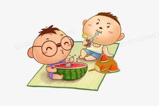 吃瓜少年图片卡通
